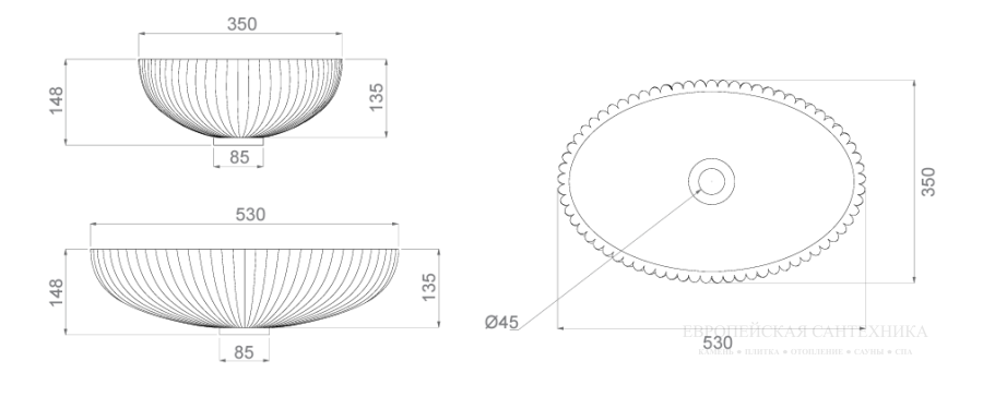 Раковина Glass Design Premium Lux накладная, 530 x 350 мм, включая донный клапан SCGDP и кольцо ANF3, цвет золото/золото - изображение 1