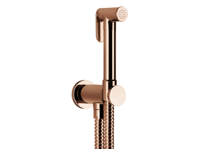 На изображении товар Гигиенический душ Gessi Tondo, шланг 1250 мм, шланговое подсоединение с держателем лейки, цвет Copper PVD от официального представителя в Москве