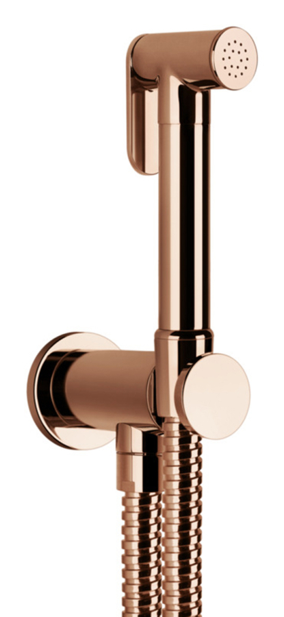 Гигиенический душ Gessi Tondo, шланг 1250 мм, шланговое подсоединение с держателем лейки, цвет Copper PVD