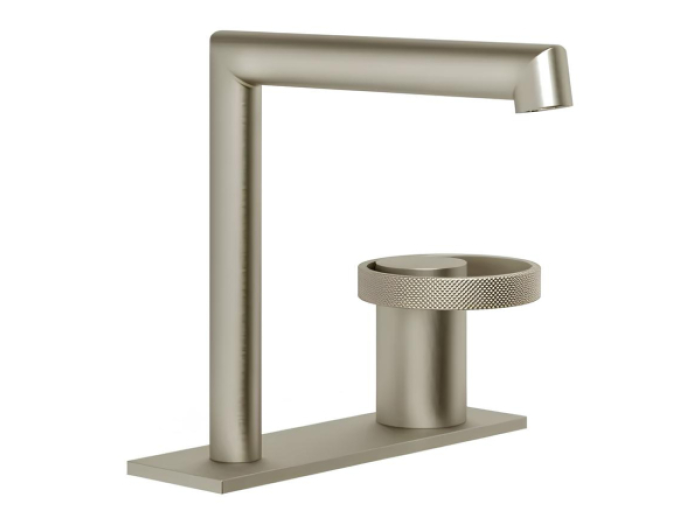 На изображении товар Смеситель для раковины Gessi Anello, без донного клапана, цвет Finox Brushed Nickel от официального представителя в Москве