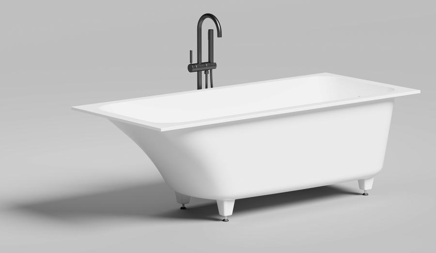 Ванна Salini Orlanda KIT 1700х750х600 мм, прямоугольная, встраиваемая, регулируемые ножки до 20 мм, интегрированный слив перелив, цвет белый глянцевый - изображение 1