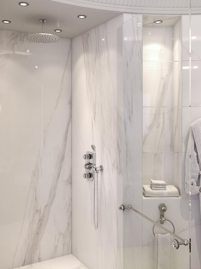 Душевой гарнитур THG Jaipur Satin Crystal, комплект: ручной душ, шланг,  держатель с выводом воды, цвет nickel - изображение 1