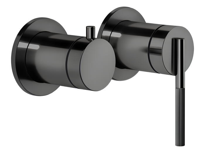 На изображении товар Смеситель Gessi Ingranaggio, настенный, с переключателем ванна-душ, встраиваемый, цвет Black Metal Brushed PVD от официального представителя в Москве