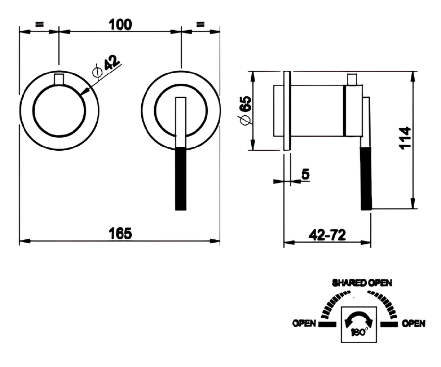 Смеситель Gessi Ingranaggio, настенный, с переключателем ванна-душ, встраиваемый, цвет Black Metal Brushed PVD - изображение 2