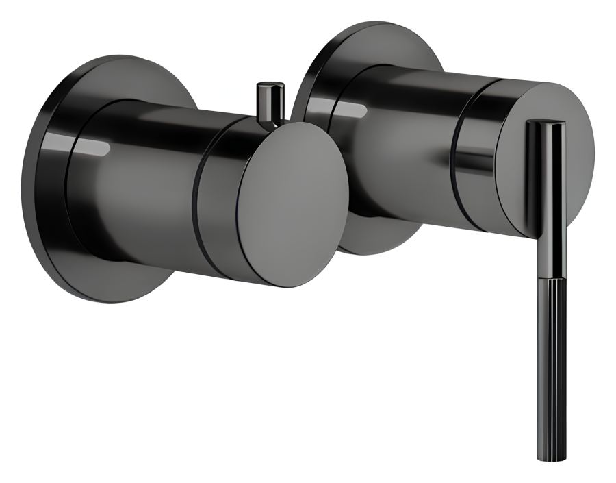 Смеситель Gessi Ingranaggio, настенный, с переключателем ванна-душ, встраиваемый, цвет Black Metal Brushed PVD - изображение 1