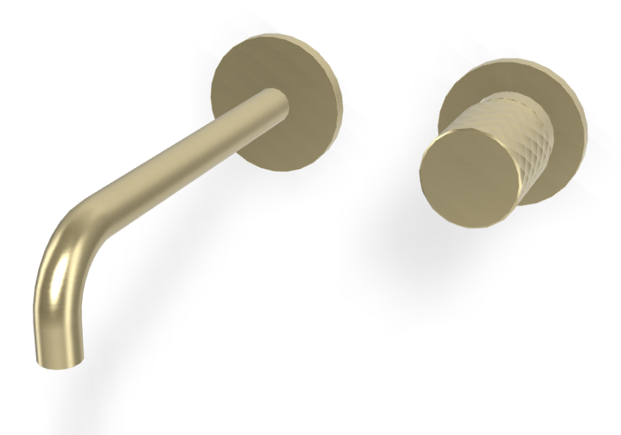 Смеситель для раковины Carlo Frattini Spillo Tech, ручка X Collection, настенный, с донным клапаном Click-Clack, излив 200 мм, внешняя часть, цвет брашированная шампань