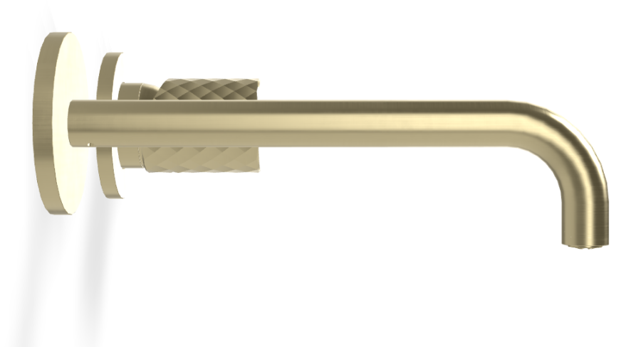 Смеситель для раковины Carlo Frattini Spillo Tech, ручка X Collection, настенный, с донным клапаном Click-Clack, излив 200 мм, внешняя часть, цвет брашированная шампань - изображение 2