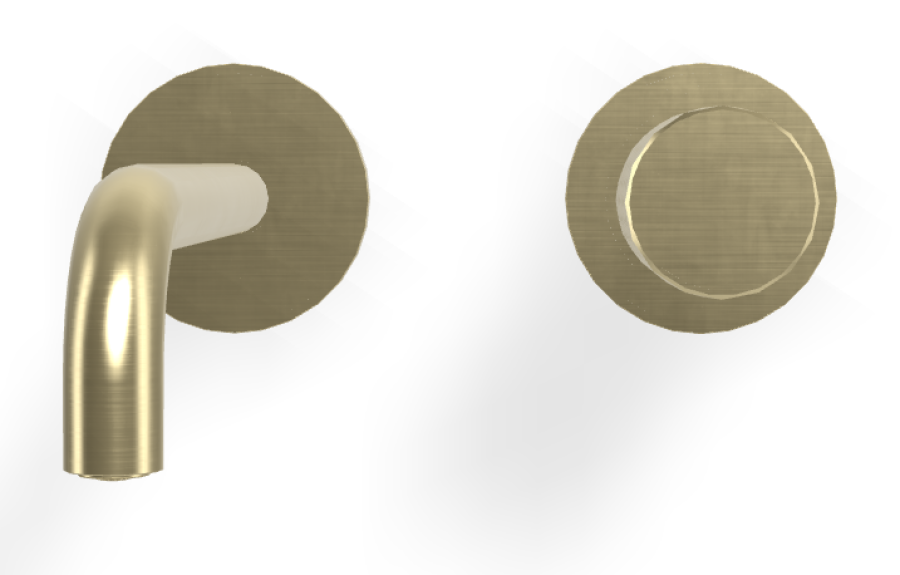 Смеситель для раковины Carlo Frattini Spillo Tech, ручка X Collection, настенный, с донным клапаном Click-Clack, излив 200 мм, внешняя часть, цвет брашированная шампань - изображение 1