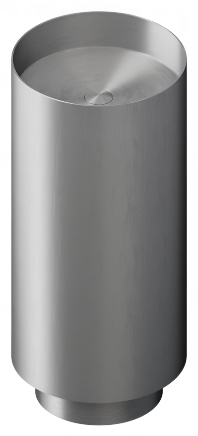 Раковина Newform Solo Steel E L., Ø375х850 мм, отдельностоящая, слив в стену, в комплекте донный клапан, крепление к полу, сталь, цвет PVD Brushed gun metal