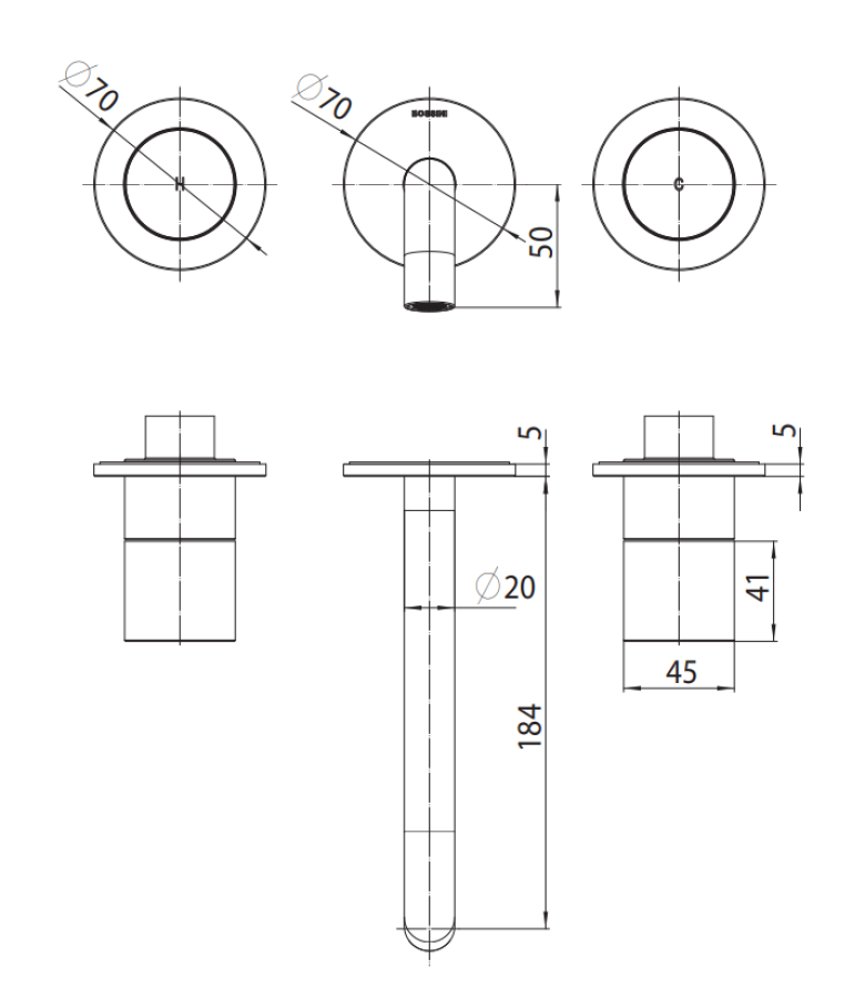 Cмеситель для раковины Bossini Teo, настенный, на 3 отверстия, внешняя часть, цвет хром - изображение 2