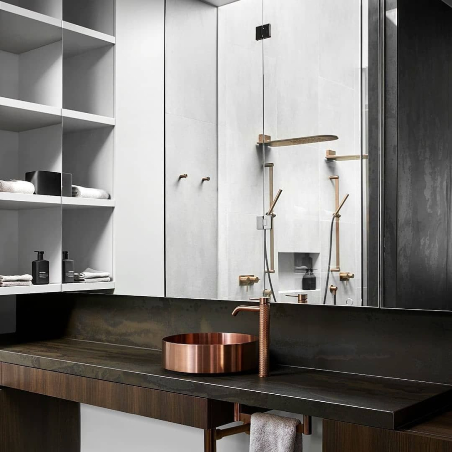 Штанга Gessi316, настенная, h828 мм, цвет Warm Bronze Brushed PVD - изображение 1