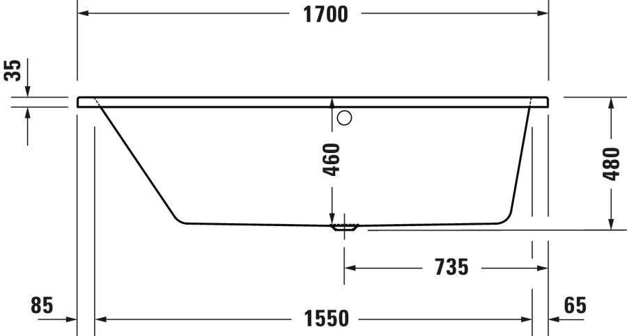 Ванна Duravit Duravit No.1, встраиваемая, 1700x1000 мм, трапеция, левый наклон, цвет белый - изображение 9
