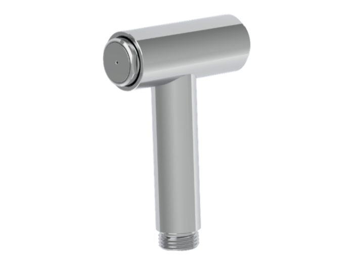 На изображении товар Гигиеническая лейка Carlo Frattini Collettivita, с нажимной кнопкой, с гидроскопом,⌀30 мм, цвет хром от официального представителя в Москве