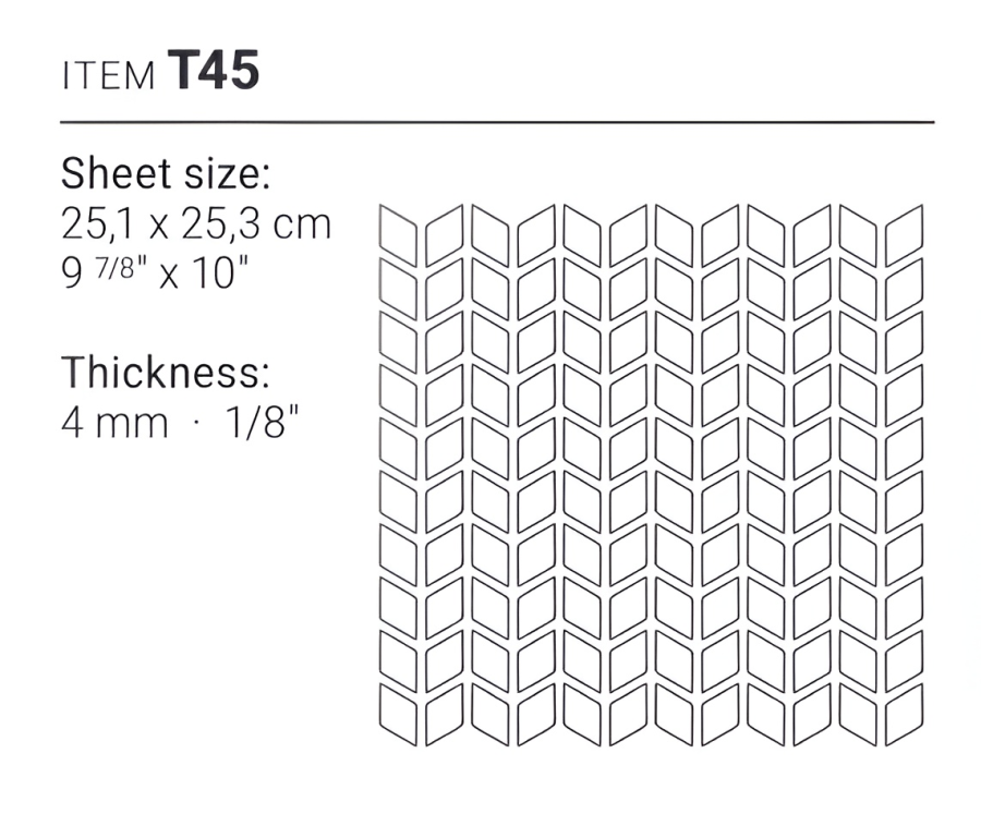 Sicis Стеклянная мозаика Diamond ITEM T45 Zirconio Sat chips size 23х40 mm sheet size 251x253 mm - изображение 1