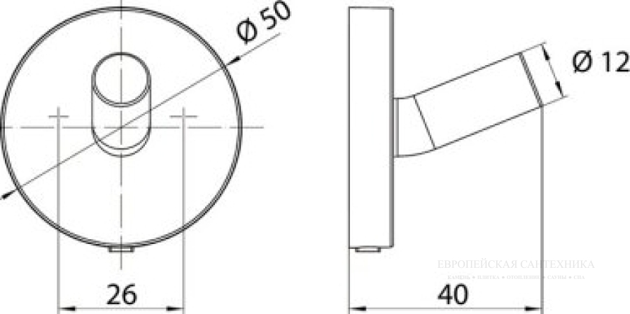 Крючок, Emco Round, ø 50 х 40 мм,  для халата/полотенца, хром - изображение 1