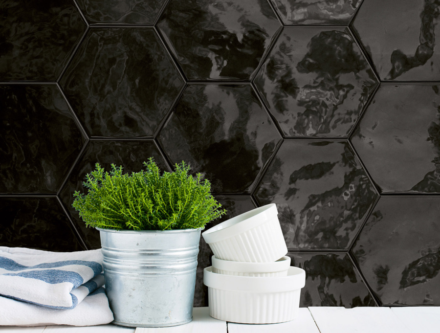 Terratinta Ceramics Керамогранит Hexa Wall Glossy Black Swan 17.3x15 / 10.0 - изображение 1