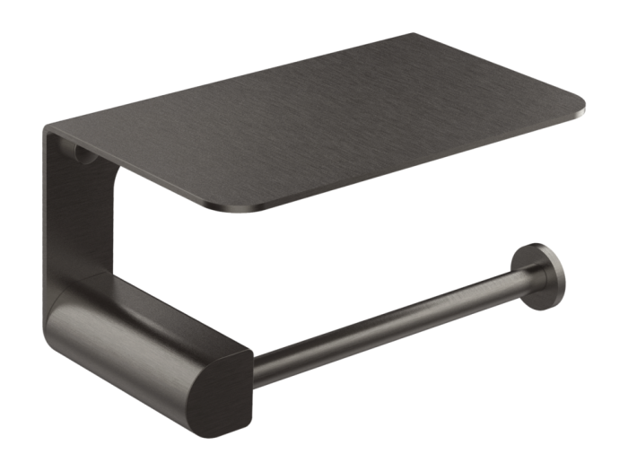 На изображении товар Бумагодержатель Gessi Rilievo, настенный с крышкой, цвет Black Metal Brushed PVD от официального представителя в Москве