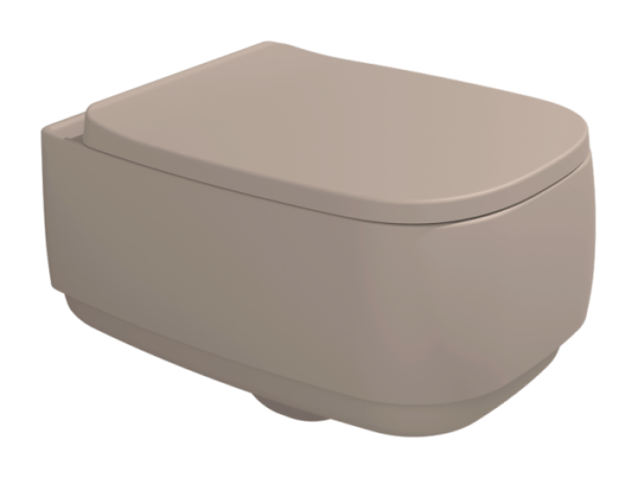 На изображении товар Унитаз Flaminia Flag, подвесной, 540х380 мм, безободковый с системой goclean, цвет Argilla от официального представителя в Москве