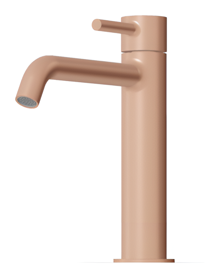 Cмеситель для раковины Zucchetti Pan S, однорычажный, на 1 отверстие, удлинённый излив, аэратор, без донного клапана, гибкие шланги, цвет Pearl Cipria - изображение 1