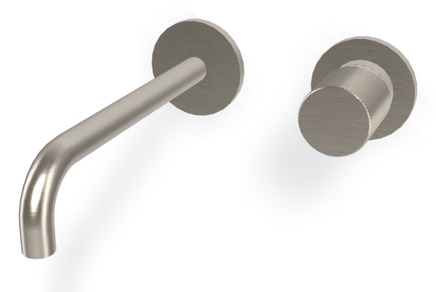 Смеситель для раковины Carlo Frattini Spillo Tech, ручка G Collection, настенный, с донным клапаном Click-Clack, излив 200 мм, внешняя часть, цвет никель брашированный