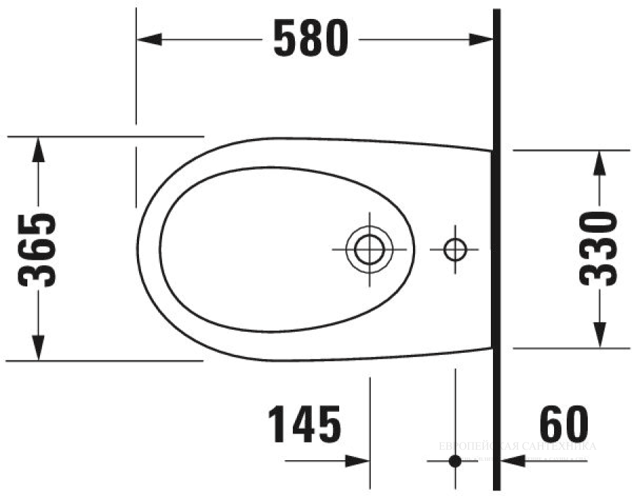 Биде Duravit Architec подвесное, 580х365 мм, цвет белый - изображение 5