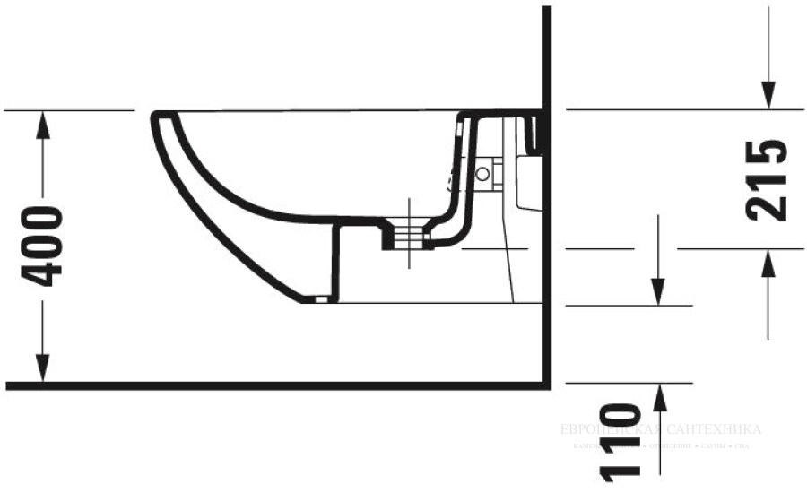 Биде Duravit Architec подвесное, 580х365 мм, цвет белый - изображение 3