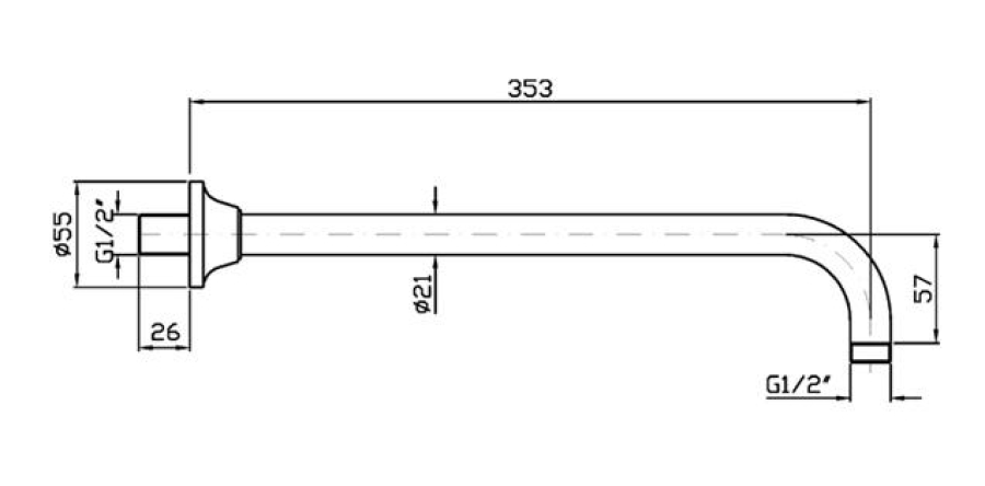 Держатель верхнего душа Zucchetti Agora, настенный, L.350 мм, цвет хром - изображение 2