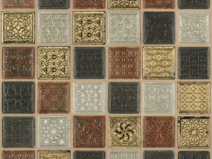 На изображении товар Akros Venezia Камень Decorative Art I Mosaici Bisanzio Bianco Carrara Nero Marquinia Bardiglio Rosso Asiago Mix Gold Silver 30,5X30,5X1 от официального представителя в Москве
