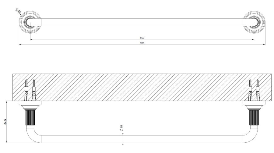 Полотенцедержатель Gessi Venti20, настенный, 450 мм, цвет Nickel PVD - изображение 1