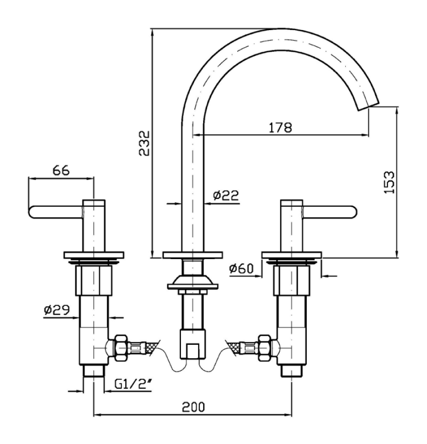 Смеситель для раковины Zucchetti Isy22, на 3 отверстия, поворотный излив, аэратор, без донного клапана, цвет брашированное британское золото PVD - изображение 2