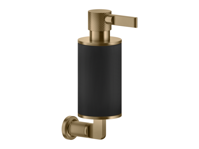 На изображении товар Дозатор Gessi Incisо, настенный, ⌀75хh240 мм, цвет Black/Warm Bronze Brushed PVD от официального представителя в Москве
