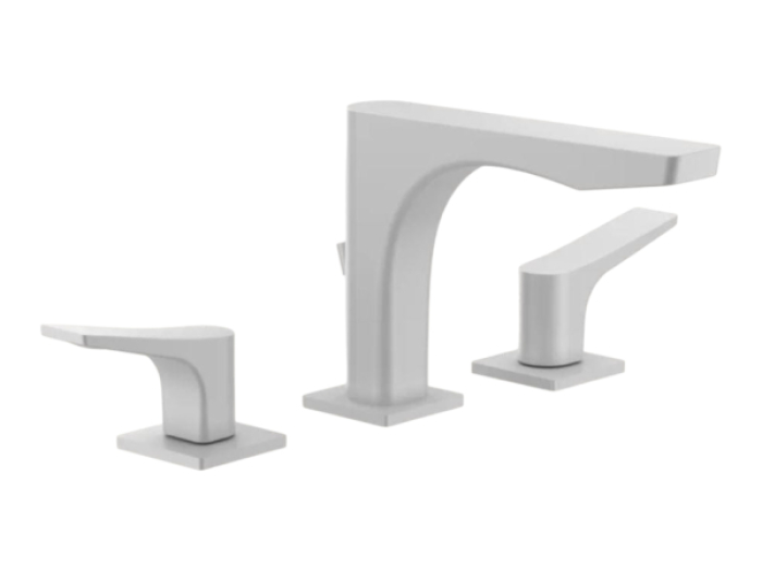 На изображении товар Смеситель для раковины Gessi Rilievo, с донным клапаном, соединительными шлангами, длина излива 195 мм, цвет White CN от официального представителя в Москве