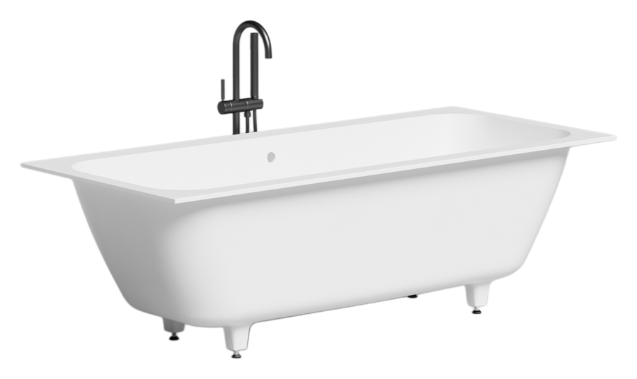 Ванна Salini Orlanda 180  L1800хP800хH600 мм, встраиваемая с прямоугольной чашей, материал S-Stone, регулируемые ножки, цвет белый матовый