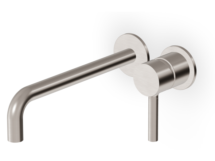 На изображении товар Смеситель Zucchetti Pan, для раковины, на 2 отверстия, однорычажный, настенный, встраиваемый, внешняя часть, заказывается отдельно арт.R99815, цвет Brushed Nickel от официального представителя в Москве