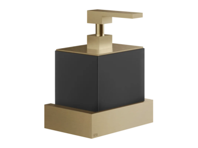 На изображении товар Дозатор для жидкого мыла Gessi Rettangolo, настенный, цвет Black/Warm Bronze Brushed PVD от официального представителя в Москве