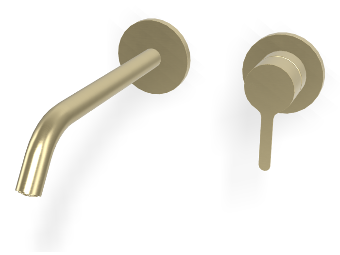 На изображении товар Смеситель для раковины Carlo Frattini Snap, настенный, с донным клапаном Click-Clack, аэратором, излив 200 мм, внешняя часть, цвет брашированная шампань от официального представителя в Москве