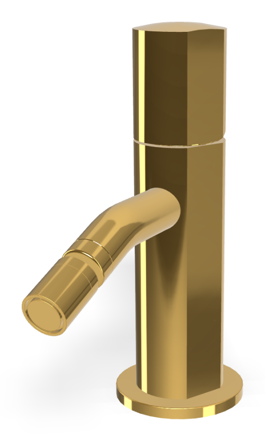 Смеситель для биде Carlo Frattini SO, XS, с 2 гибкими шлангами, донным клапаном Click-Clack 1"1/4, без ручек, L-137 мм, цвет золото