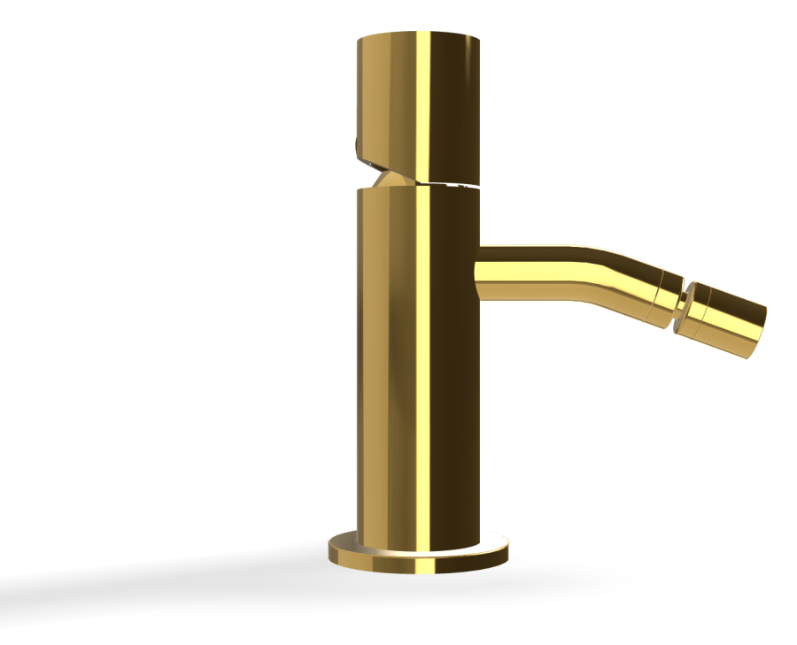 Смеситель для биде Carlo Frattini SO, XS, с 2 гибкими шлангами, донным клапаном Click-Clack 1"1/4, без ручек, L-137 мм, цвет золото - изображение 2