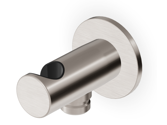 На изображении товар Шланговое подсоединение Zucchetti Shower, со встроенным держателем ручного душа, настенный, латунь, цвет Brushed Nickel от официального представителя в Москве