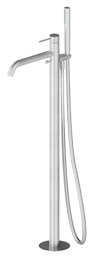 Смеситель для ванны Newform X-steel 316, напольный, с переключателем и ручным душем, внешняя часть, цвет Stainless steel