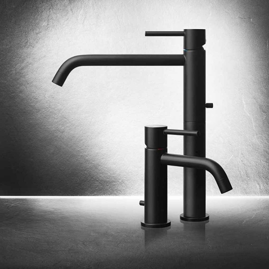 Смеситель для раковины Gessi 316 Flessa, на 1 отверстие, с донным клапаном, цвет Black Metal Brushed PVD - изображение 1