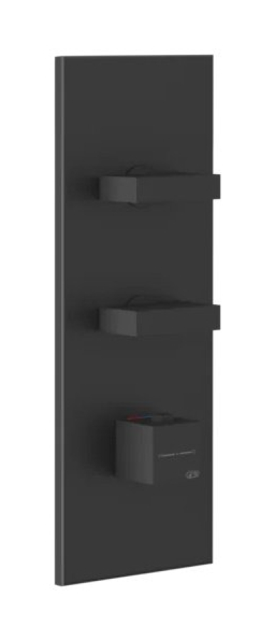 Термостат для душа/ванны Gessi Rettangolo, высокой производительности, 2 независимых выхода, вертикальная/горизонтальная установка, внешняя часть, цвет Matte Black