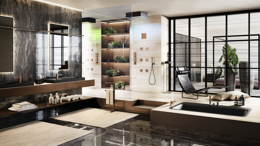Cтойка-полотенцедержатель Gessi Rettangolo, h800 мм, напольная, цвет Warm Bronze Brushed PVD - изображение 2