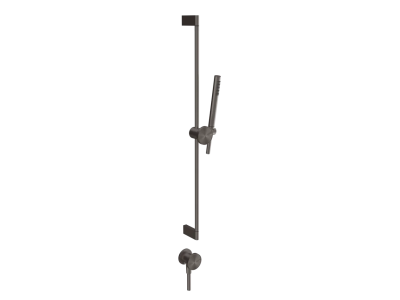 Душевой гарнитур Gessi Origini, штанга, душевая лейка, шланг, вывод воды, цвет Black Metal Brushed PVD
