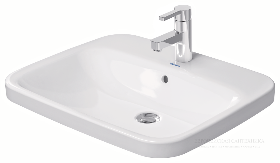 Раковина Duravit DuraStyle, встраиваемая сверху, 615х495 мм, с переливом, 1 отверстие под смеситель, цвет белый с покрытием WonderGliss