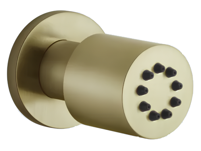 На изображении товар Форсунка Gessi Body Jets, поворотная, боковая, цвет Brushed Brass PVD от официального представителя в Москве