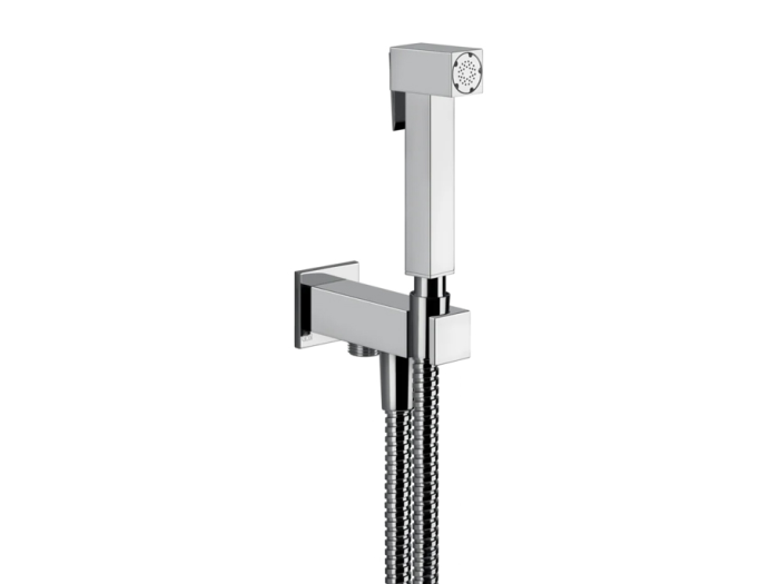 На изображении товар Гигиенический душ Gessi Rettangolo, c шланговым подсоединением, цвет Chrome от официального представителя в Москве