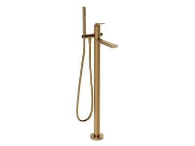 Cмеситель для ванны Gessi Ventaglio, h1069 мм, напольный, с переключателем и ручным душем, внешняя часть, цвет Warm Bronze Brushed PVD