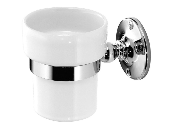 На изображении товар Стакан для зубных щёток Devon&Devon Cavendish 75x113x88 мм, белый/светлое золото от официального представителя в Москве