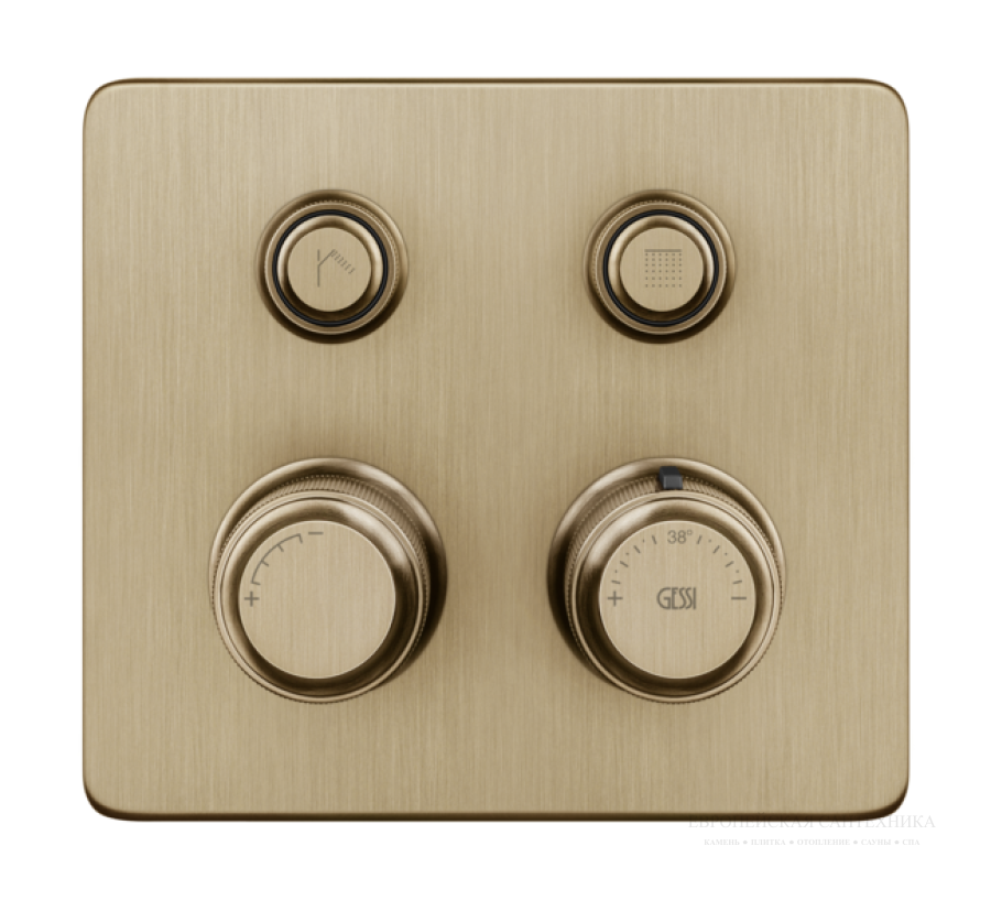 Термостат Gessi HI-FI, до 2-х функций одновременно, встраиваемый, цвет Warm Bronze Br. PVD